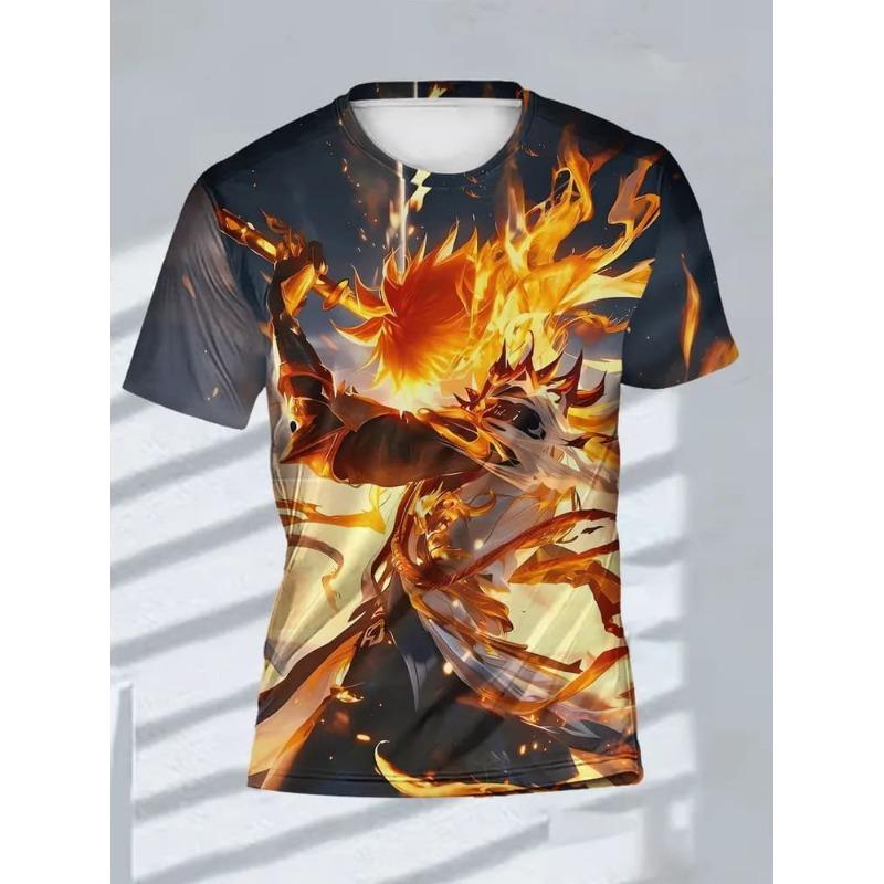 Camiseta de Moda para Hombre con Estampado 3D Cuello Redondo Manga Corta Estilo Urbano de Moda