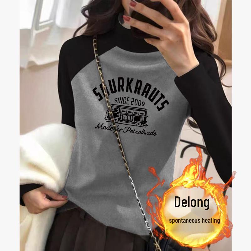 

Женская приталенная бархатная футболка реглан с длинным рукавом и полувысоким воротом S (up to 90 jin)