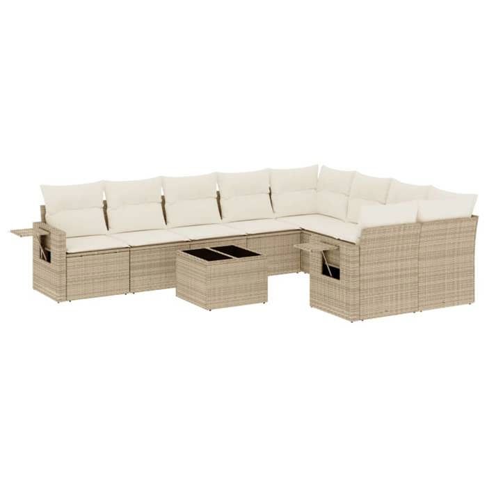 VidaXL Garden Lounge Set with Cushions 10 Pcs, Patio Sofas, Patio Furniture Set, Outdoor Furniture, Beige 3220647