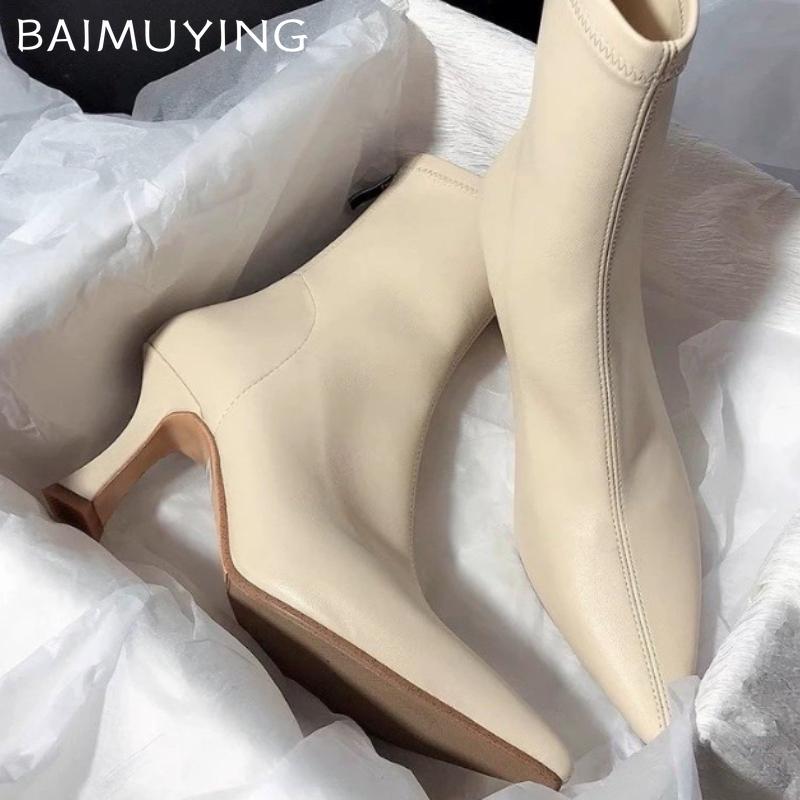 High Heels Women Ankle Boots Pointed Toe Designer Elegant Leather Shoes 2025 Trend Winter Fashion Pumps Chelsea Botas De Mujer
