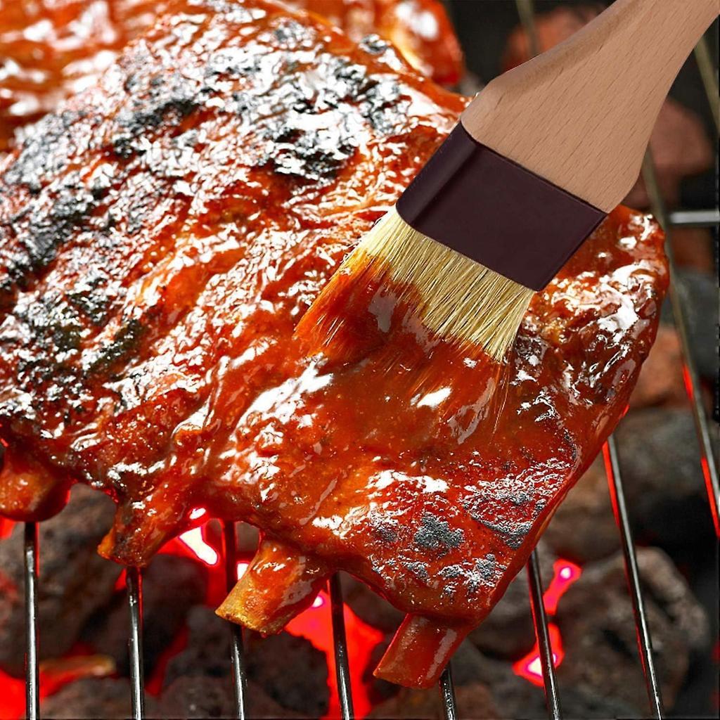 2,5 cm/4 cm 4 Stück Gebäckpinsel Ölpinsel mit Hartholzgriff Natürliche Wildschweinborsten