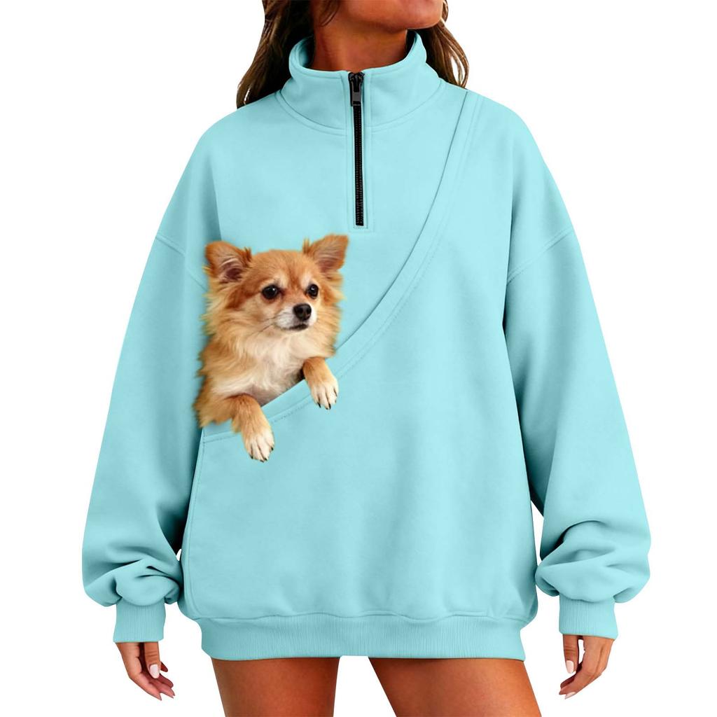 Women's Fashion Solid Color Long Sleeve Casual L Stand Collar Pullover Top