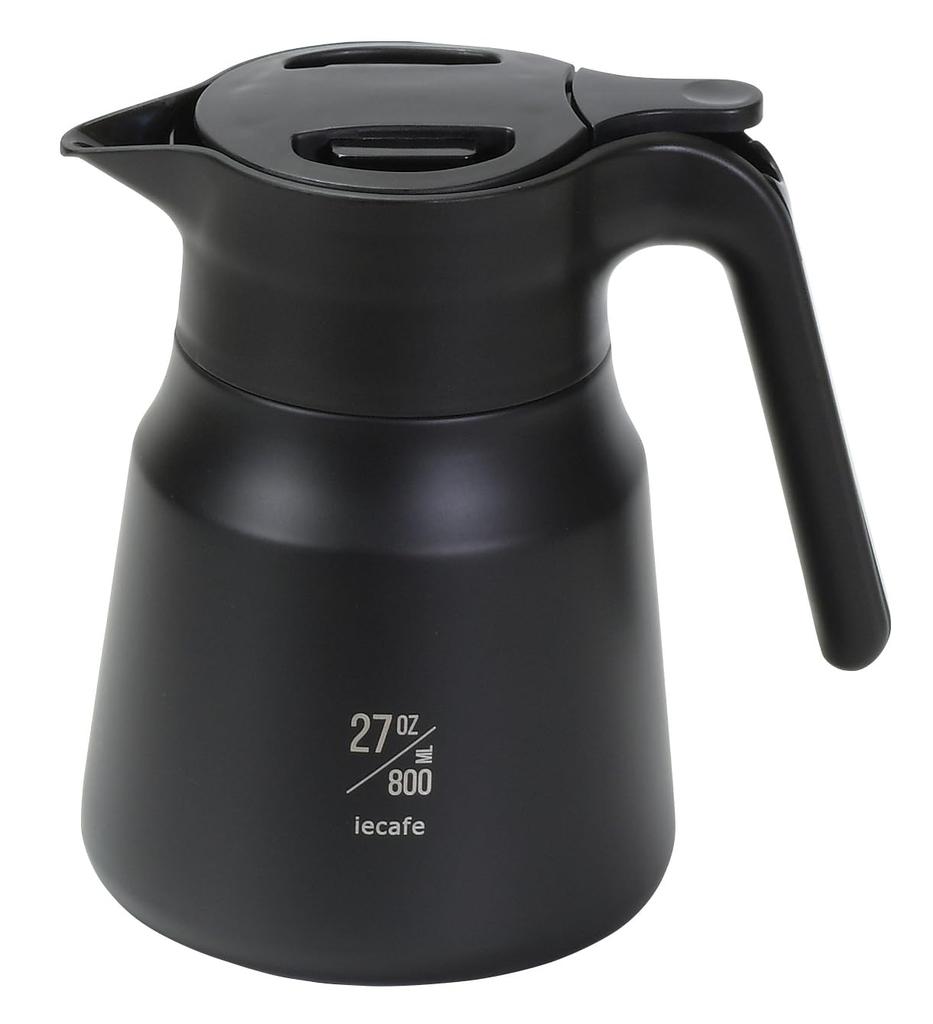 PEARL METAL Kávový server 800 ml nerezový vakuový vakuový dvoustruktura WarmCold Black IE Cafe HB-6618