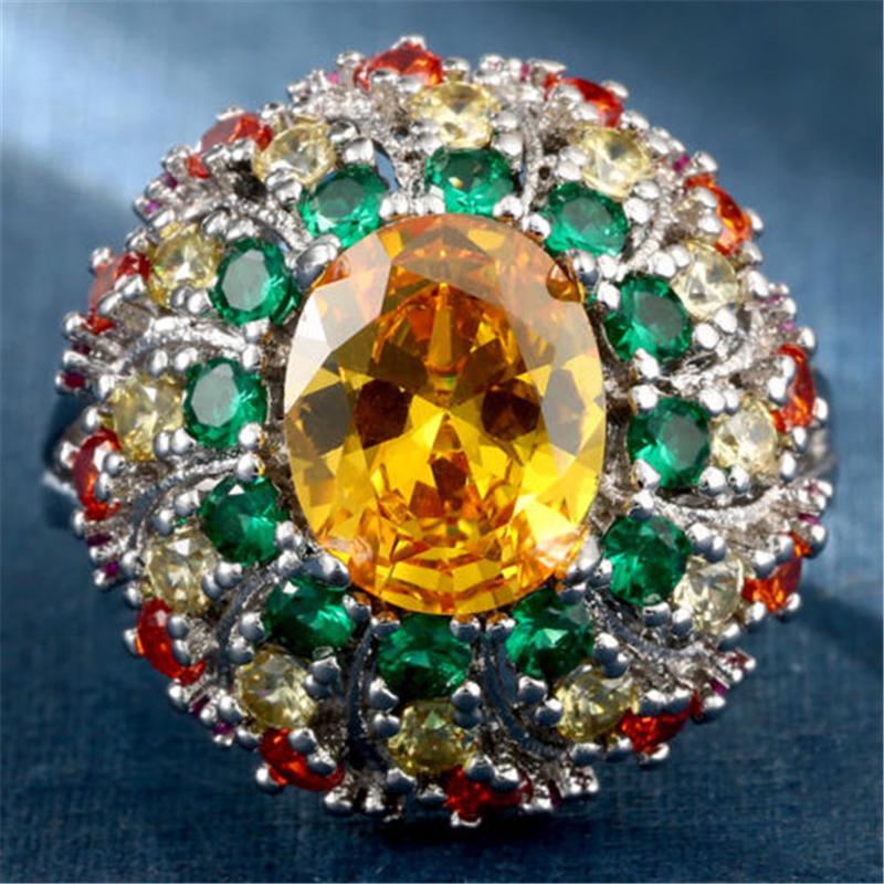 

Личностные женские ювелирные изделия, круглые красочные стразы, вечерние кольца, размер 6-10