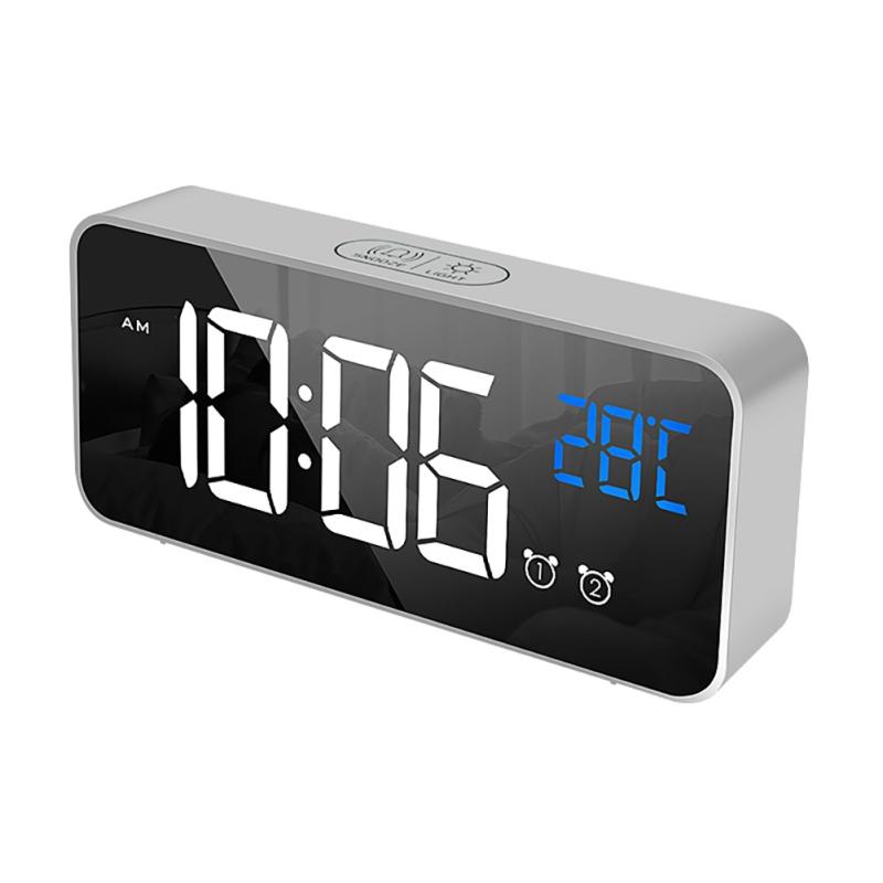 LED Digital Alarm Clocks Backlight Snooze Mute Calendar Desktop Intelligent Acoustic Control Temperature Function Clock