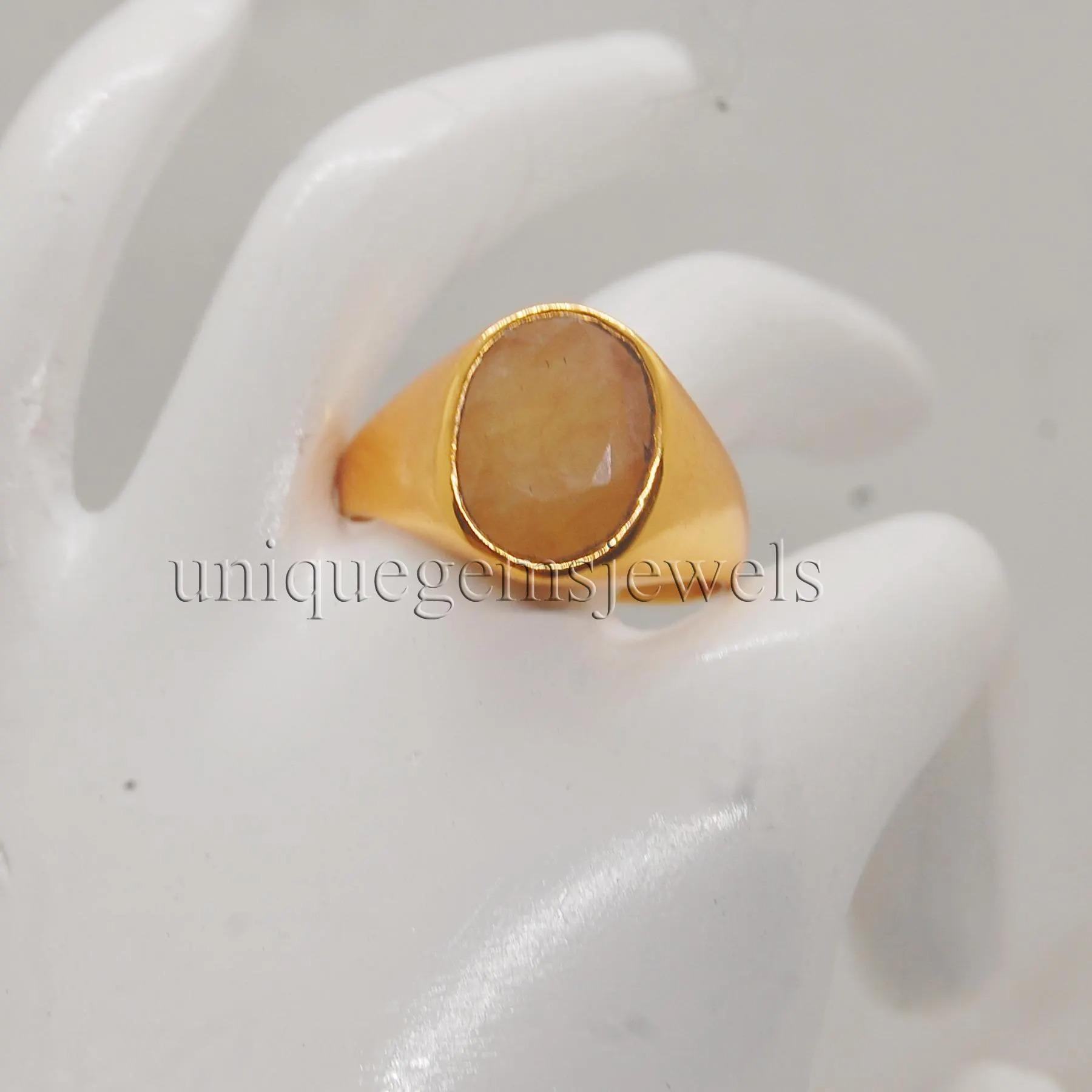 

Oval Faceted Raw Yellow Sapphire Gemstone 925 Sterling Silver Yellow Gold Overlay Ring Jewelry 10 золотий