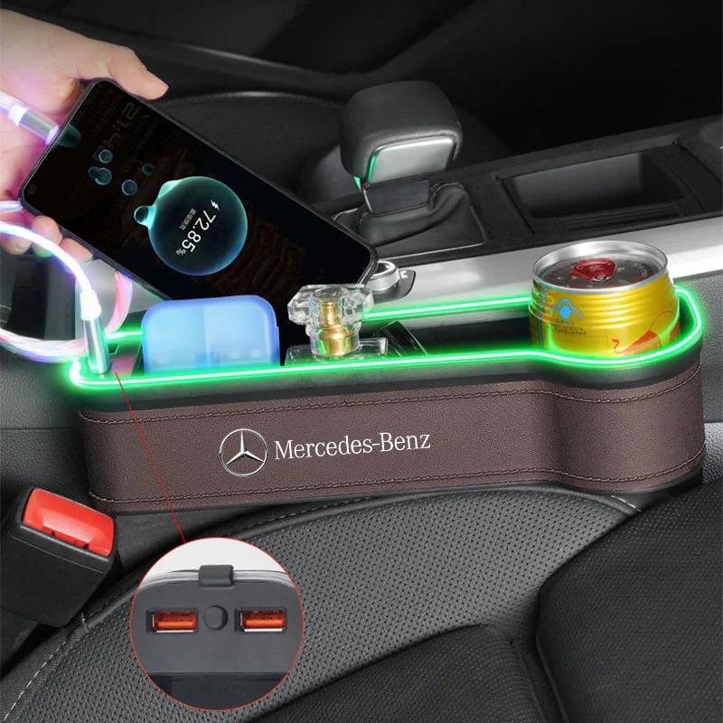 TSDQJ1 Hot 2025 Car Seat Atmosphere LED Light Gap Storage Box Organizer For Mercedes Benz AMG W204 W205 W203 W211 W212 W213 W201 W210 W