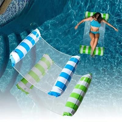 Sommer Wasserspielzeug Schwimmhängematte Faltbare Streifen Luftmatratze Outdoor Pool Strand Aufblasbares Schwimmbett Wasserspielzeug für Kind Erwachsener