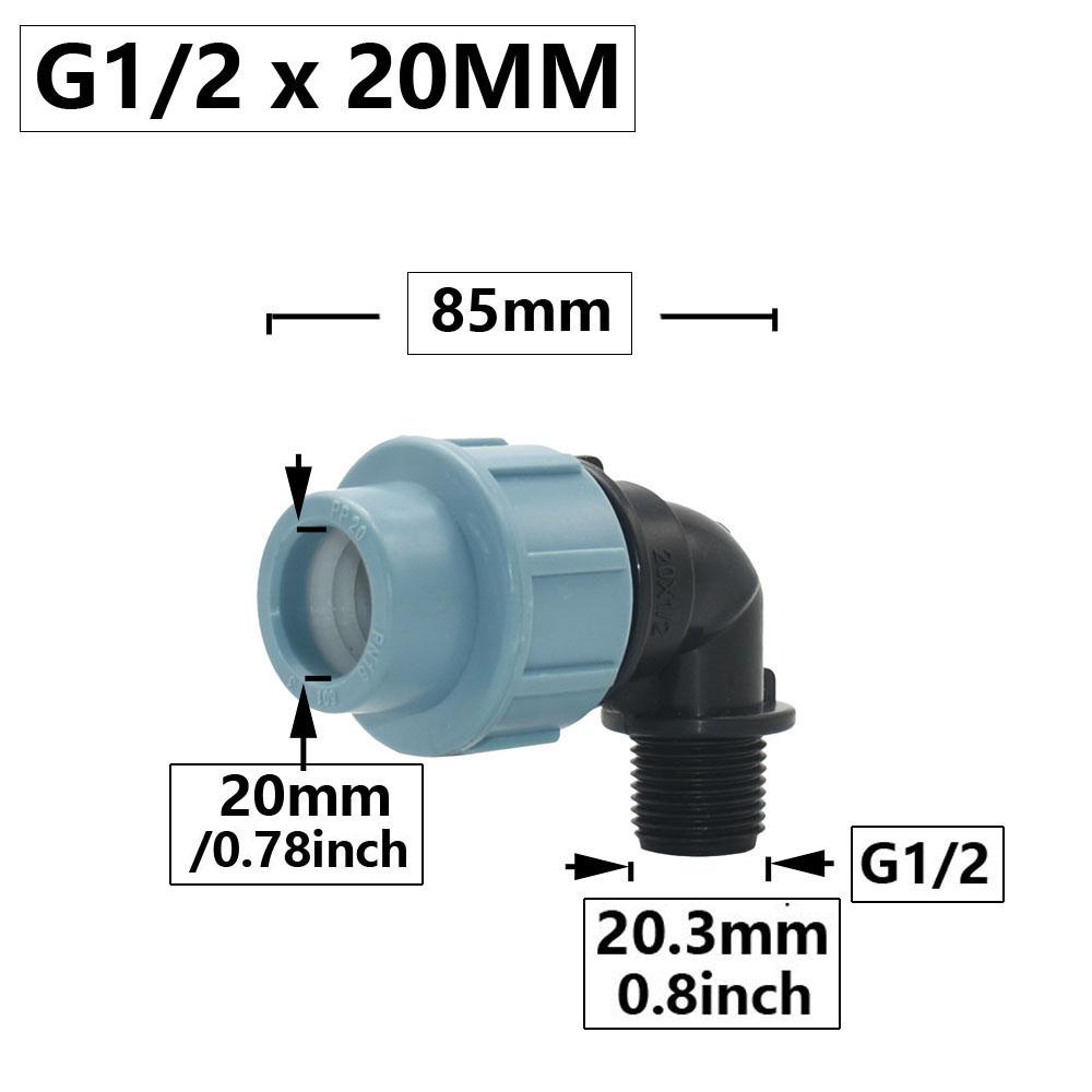 

20/25/32mm PE Tube Elbow Tee Hose splitter Fitting With 1/2 3/4 1 Thread Connector Farm Irrigation Plastic Pipe Coupler
