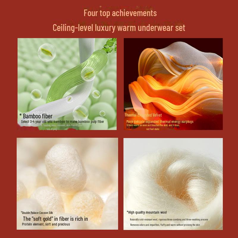 Women's Silk Wool Thermal Underwear Set for Autumn/Winter - Plus Velvet, Thick Bottom