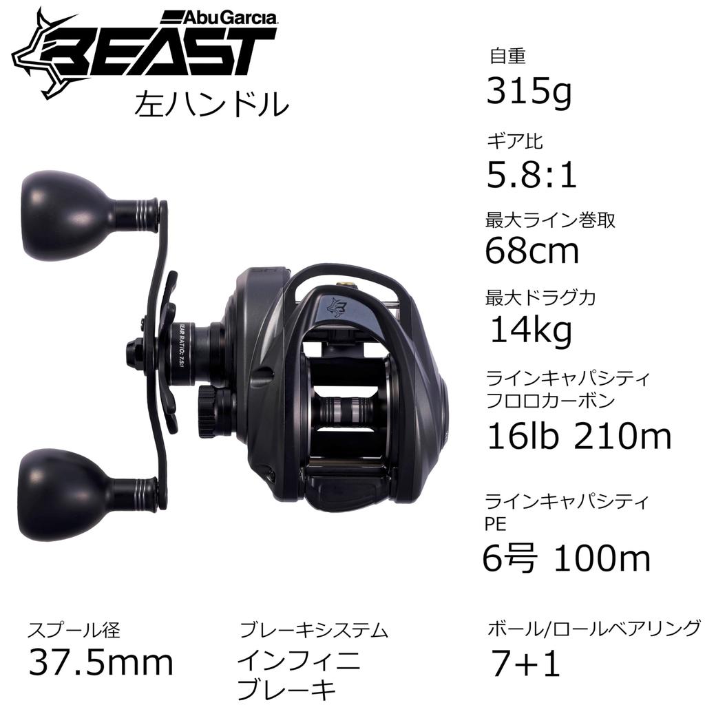 Abu Garcia Beast LP Beast 300 Baitcasting Low for and Monster Big Game Left-Handed Reel, Profile, Bass, Saltwater, Fish,