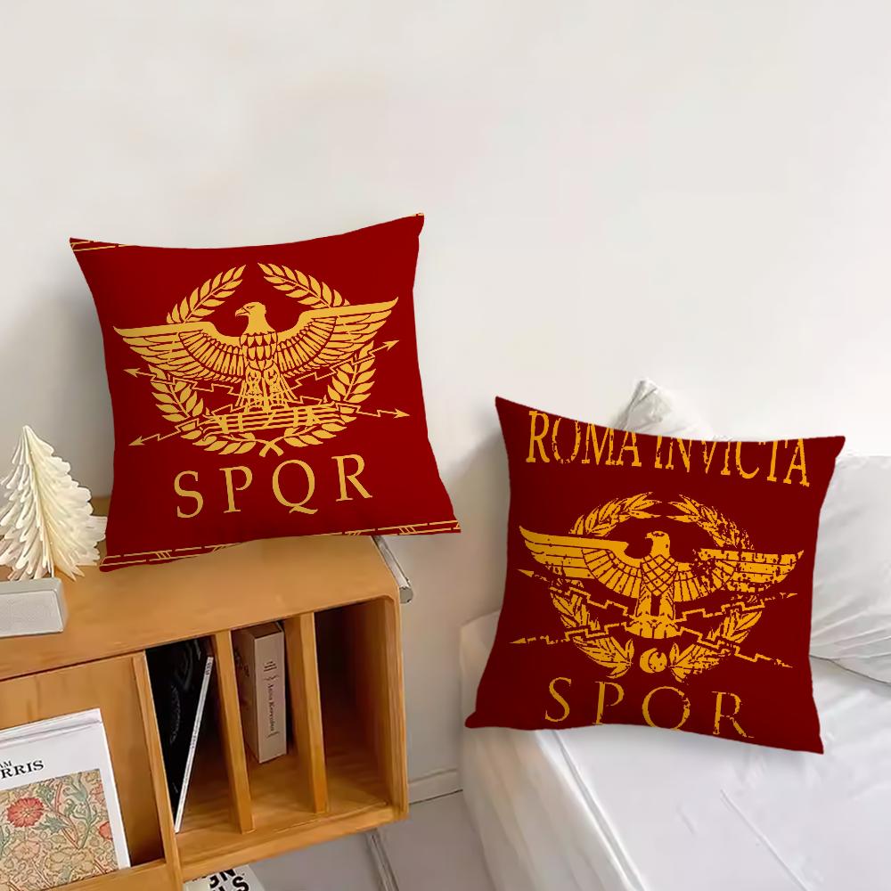 Goldener Kaiseradler Rom SPQR Sofa Wohnzimmer Schlafzimmer Kopfteil Rückenlehne Kissen Quadratisches Kissen Nickerchen Kissenbezug