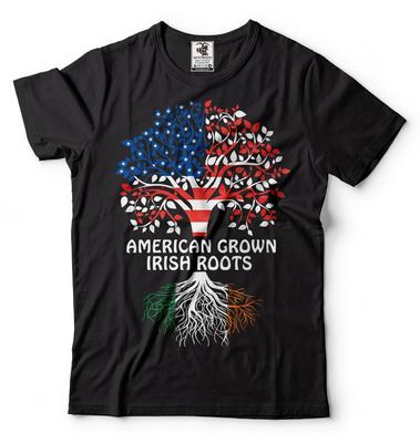 Amerikanisch-Irisches T-Shirt Irische Wurzeln T-Shirt Irland USA Flagge T-Shirt