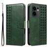 For Oppo Reno13 F 4G/Oppo Reno13 F 5G Leather Case Wallet Stand Grids Imprinted Phone Cover with Strap