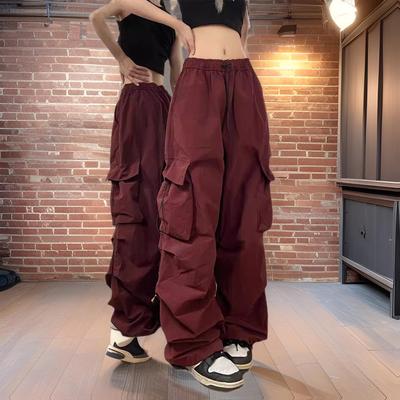 Damen Amerikanische Retro Weitbeinige Plissee Jogginghose - Hip-Hop-Stil, Lässig & Vielseitig