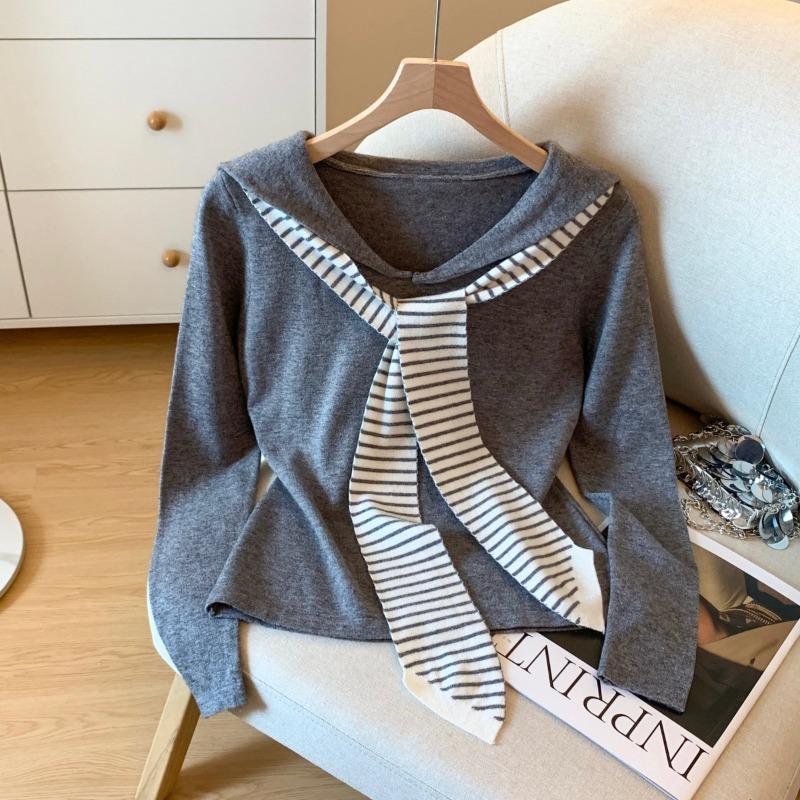 Shawl long-sleeved shirt women's autumn and winter new age-reducing slim-fit top trend