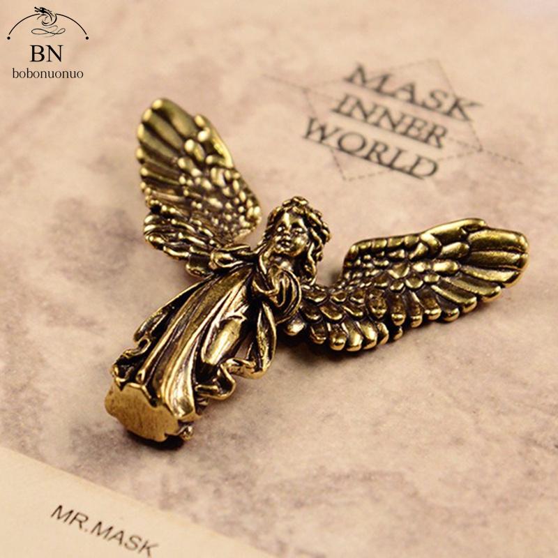 Classic Style Brass Blessed Guardian Angel Figurines Miniatures Tabletop Good Ornaments Lovely Space-saving Statue Home Decorations Crafts