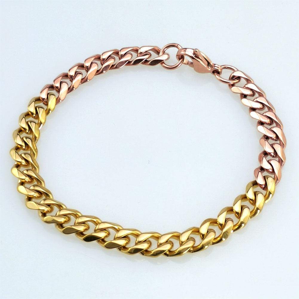 New 316L Stainless Steel Rose and Gold Dual Hip Hop Bracelet Anklet