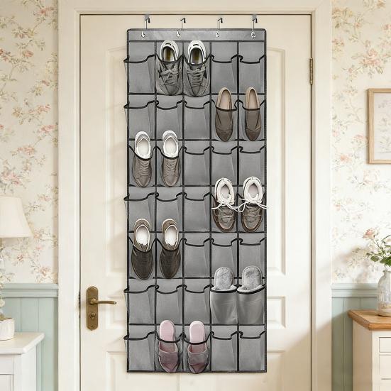 Over-the-Door Shoe Organizer 35 Pockets Mesh Breathable Storage Bag Hanging Shoe Storage Bag with Hooks for Door Closet Dorm Room
