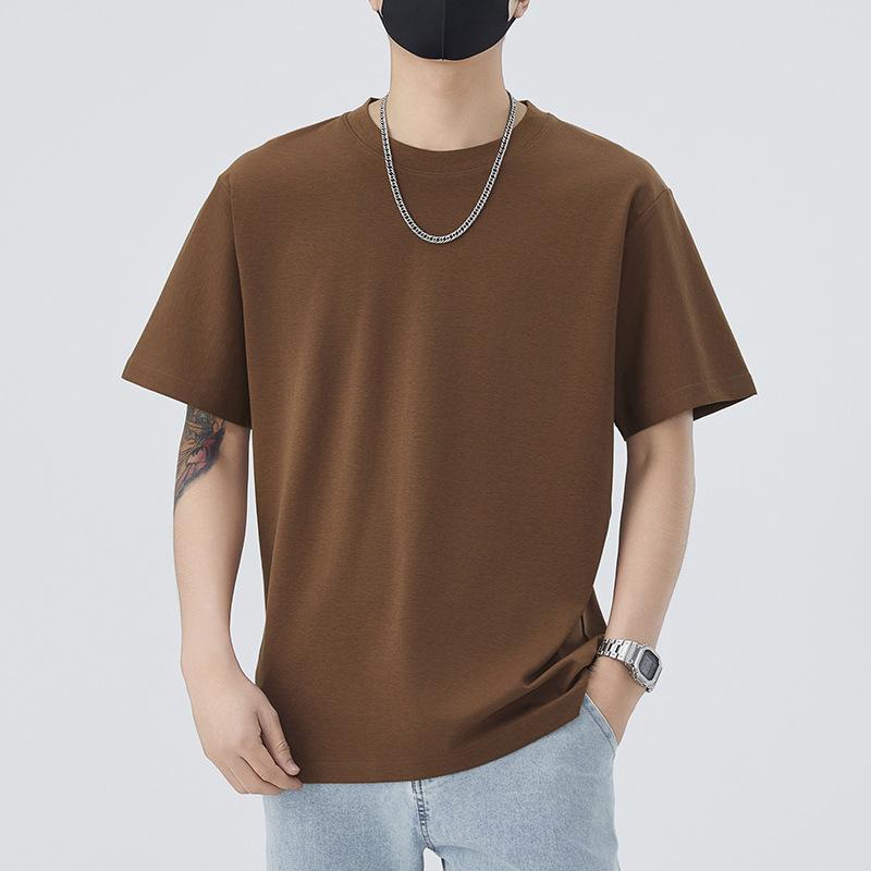 Short-sleeved Mens Single Color Relaxed Fit Top T-shirt In Spring Versatile Half-sleeved Body