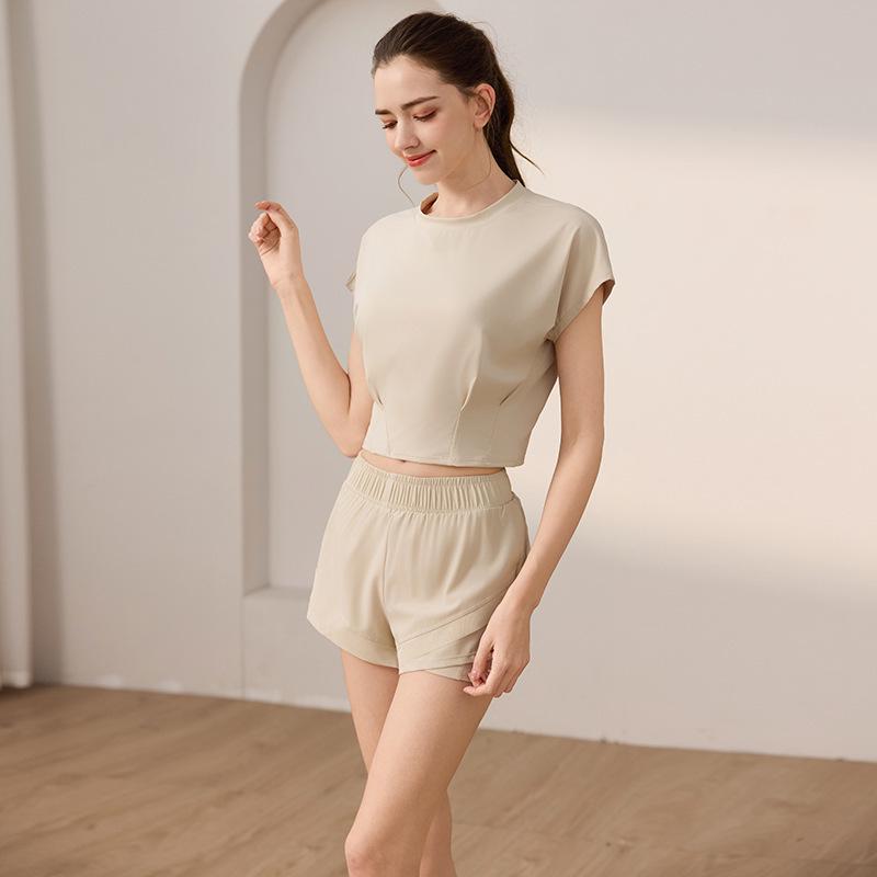 

Летний повседневный комплект шорт для йоги Lulu Style с завышенной талией, свободного кроя, с защитой от просвечивания XL грязно-белый