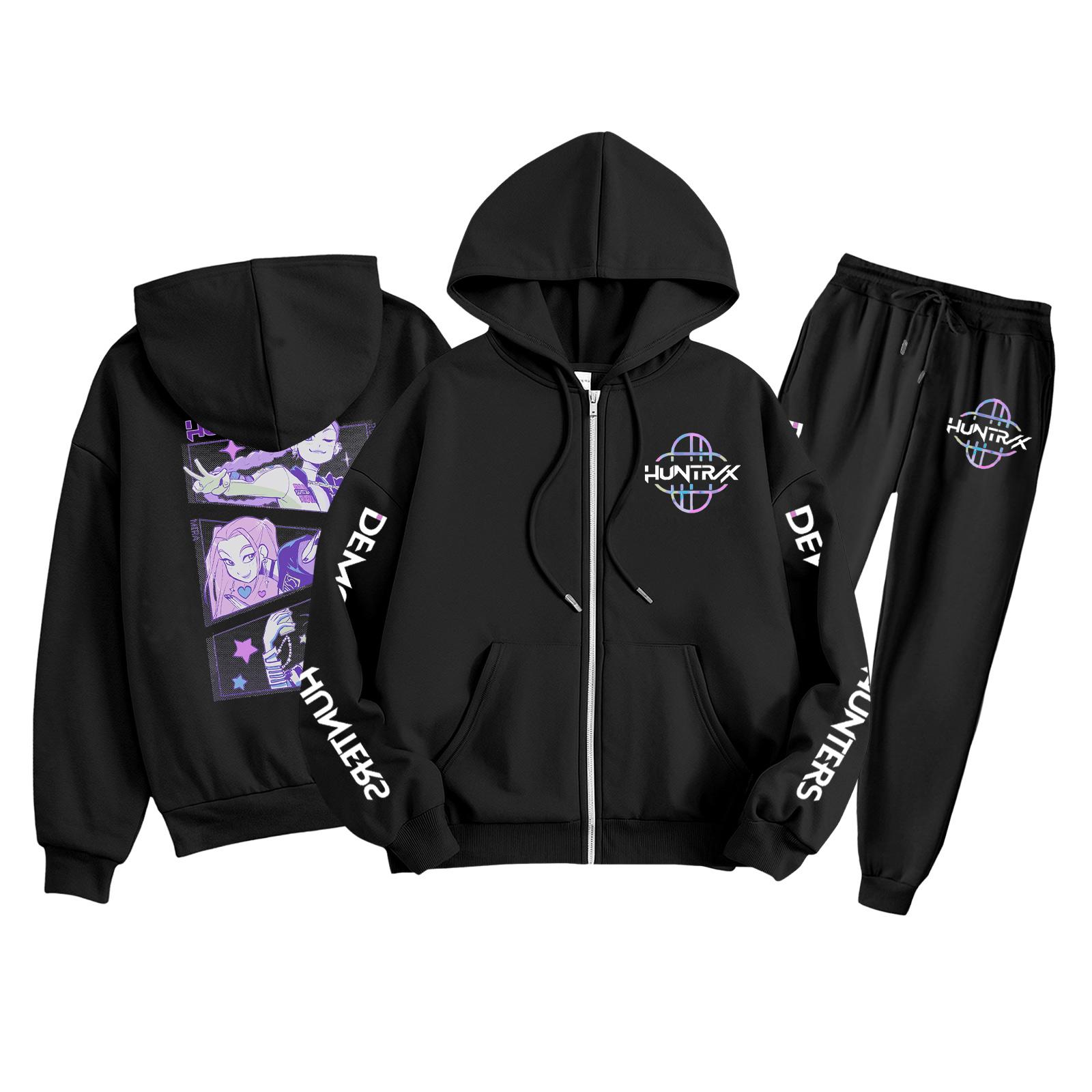 

Children s Fashion Long Sleeve Zipper Hooded Sweatshirt Sweatpants Solid Color Pocket Sweatshirt Set 100