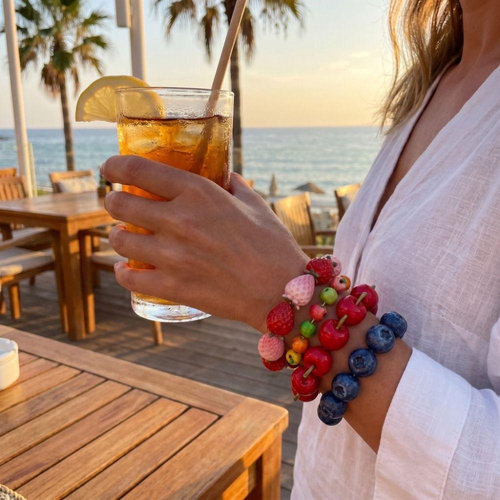 Resin Beads Bracelet Beaded Summer Bohemian Jewelry Simulation Fruit Bracelet Vacation Accessories