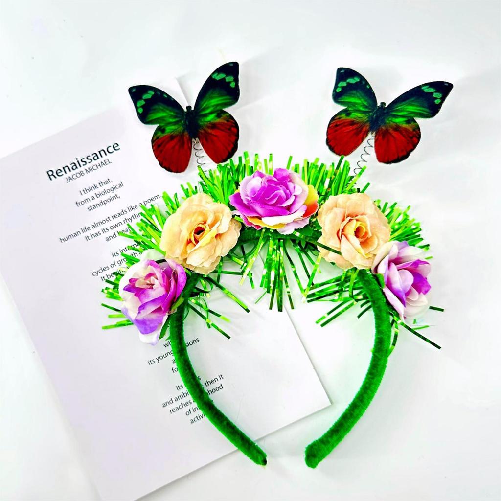 Colorful Butterfly Headband for Adult Elegant Flower Headhoop Carnival Party Headdress Stage Performances Props Headwear