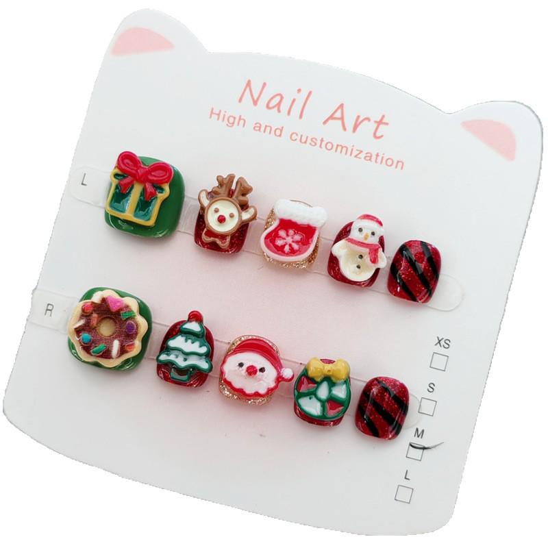 Christmas Handmade Cartoon Nail Stickers for Girls (Ages 3-12)