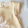 2026 Korean-Style 3D Petal Pleated Sleeveless Satin Dress for Girls