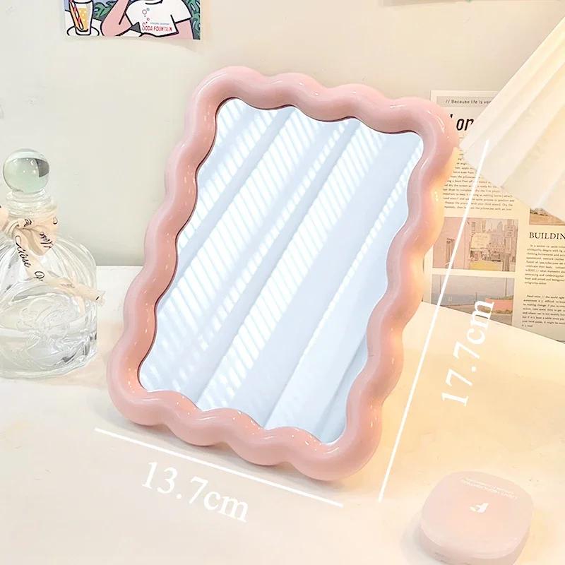 Irregular Pink Decorative Wall Mirror Korean Style Wall Mounted Mirror Makeup Mirror for Dormitory Desktop Room Decor Wholesale