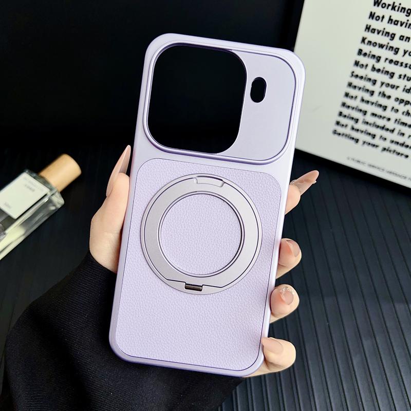 

For Oppo Find X8 X9 Pro Ultra Case Litchi Grain Leather Strong Suction Metal Kickstand 360° Rotatable Spray Coating Hybrid Cover OPPO Find X9