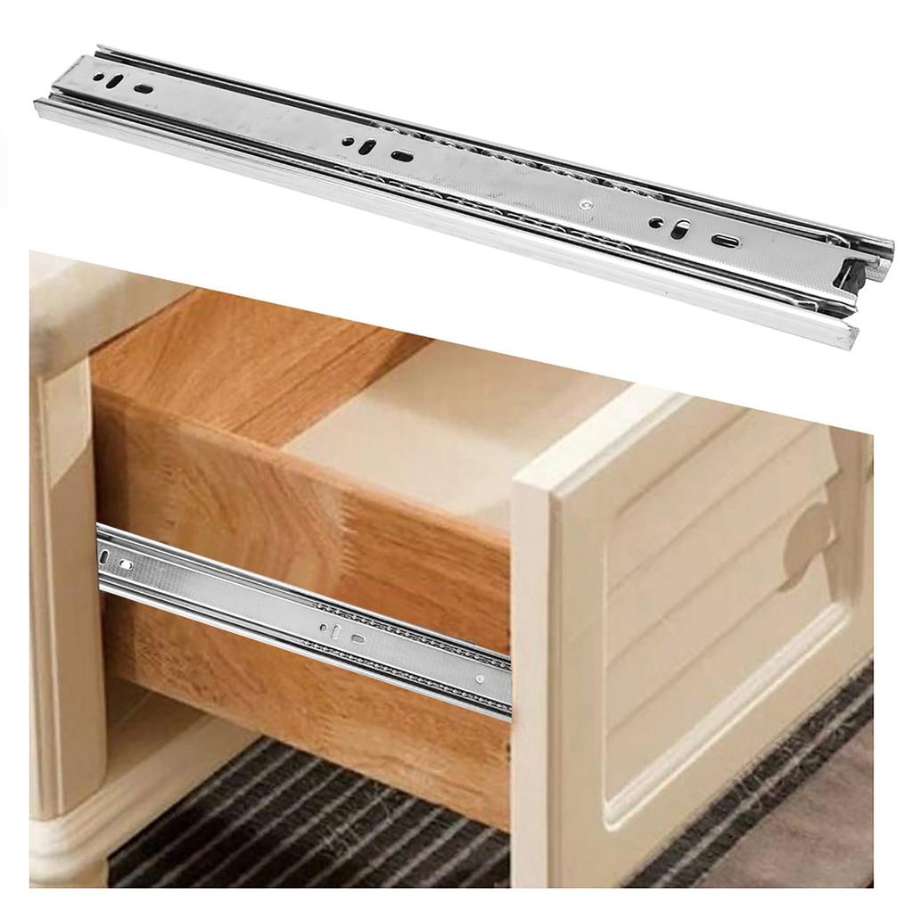 2 Pcs Drawer Slide 12in 3 Sections Ball Bearing Flexible Cabinet Drawer Sliding RailWhite