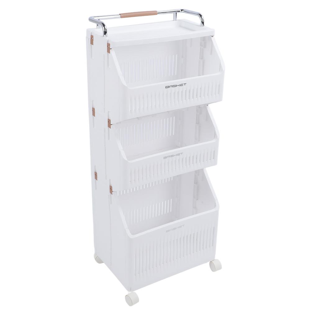 Rolling Storage Cart Multifunction Utility Rolling Storage Organizer Folding Laundry Basket with 4