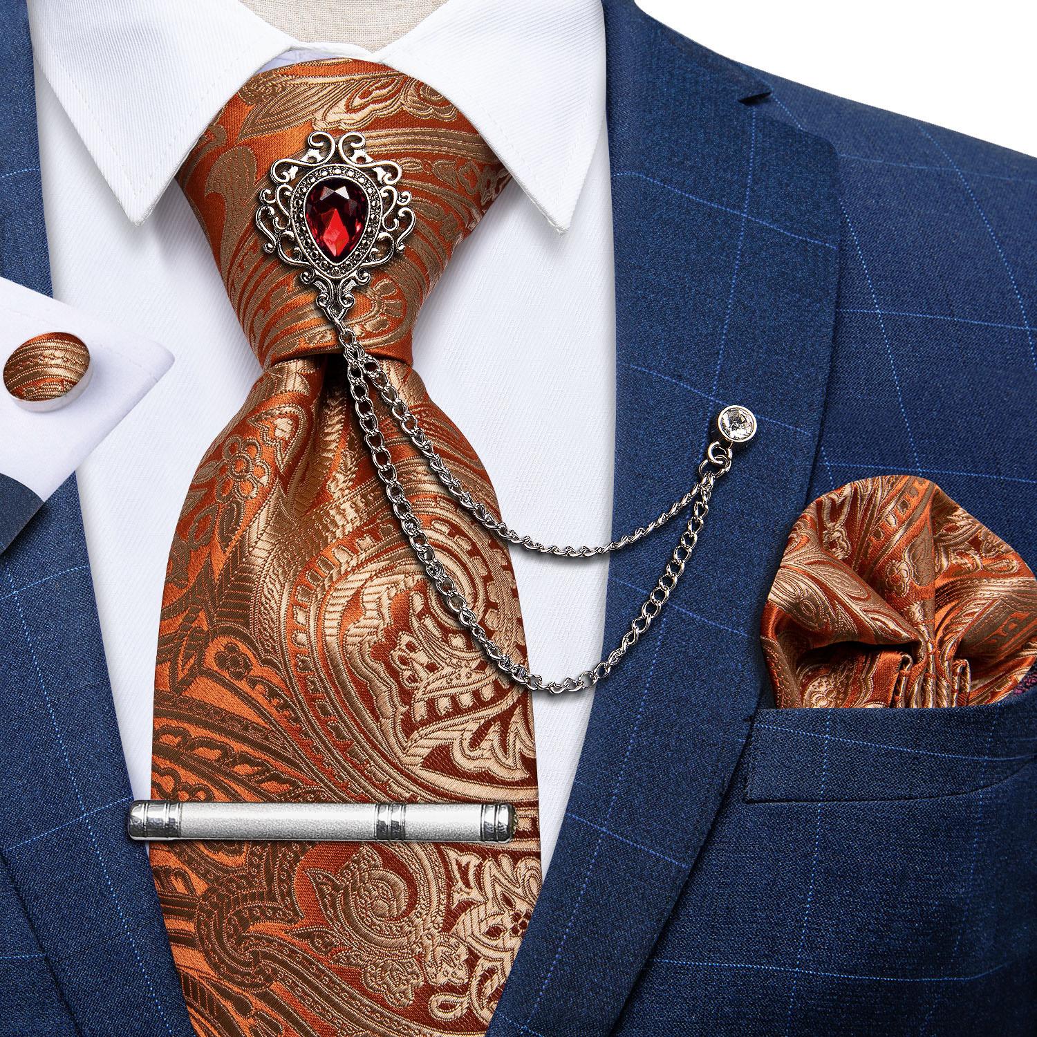 Acquista Cravatta Barry.Wang Con Spilla In Perle Da Uomo Set Di Gemelli Hanky Cravatta Formale