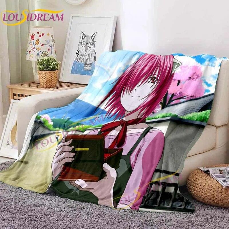 Anime Blanket Elfen Lied Blanket Cartoon Printed Blanket Cover Flannel Blanket Bed Sofa Living Room Blanket Home Decor Fans Gift