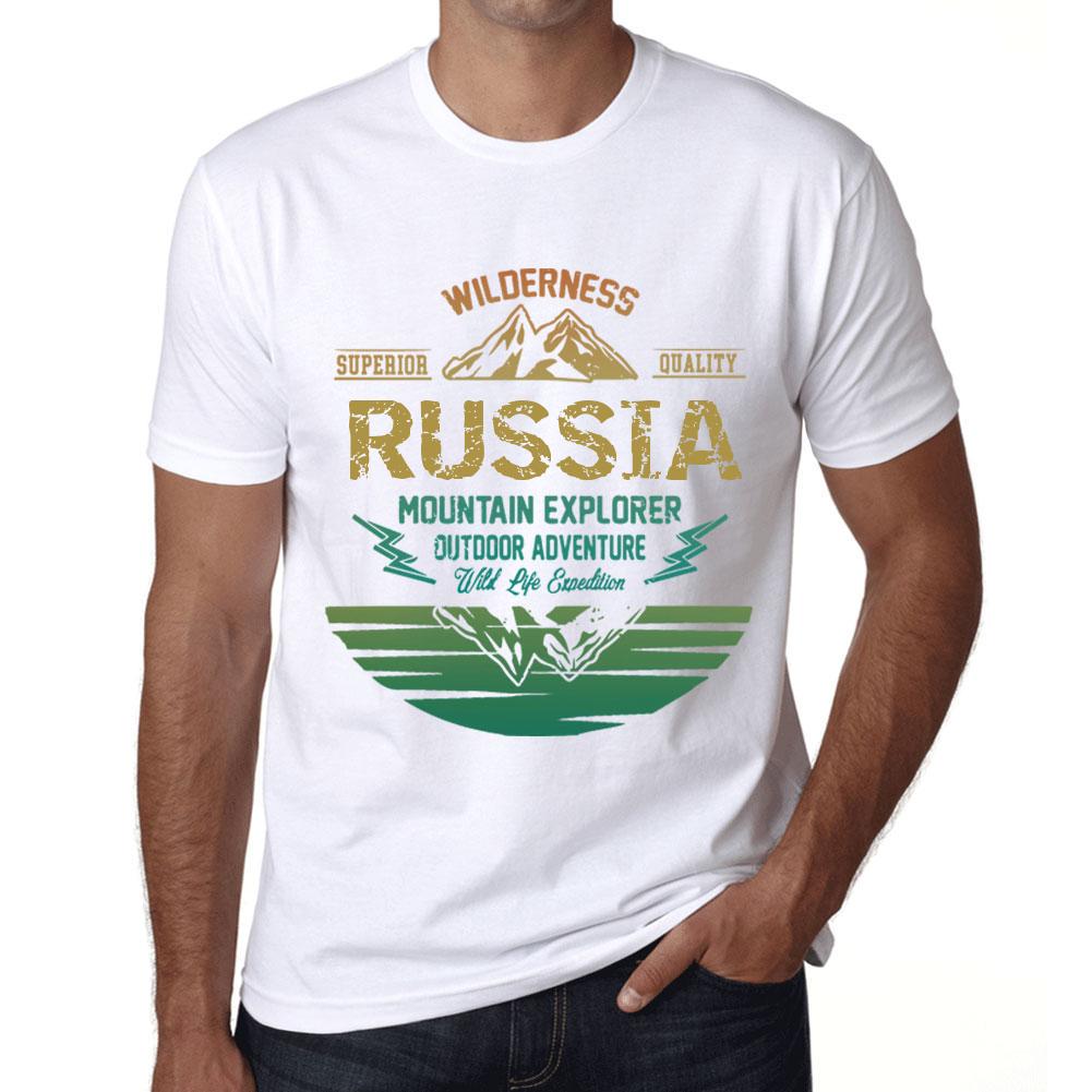 Men’s Vintage Tee Shirt Graphic T Shirt Mountain Explorer Russia White