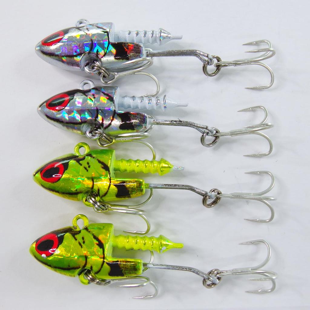 Momo Lures Sea Bass Lures and Metal Metal Vibration Shad Jig Shad Bodies Heads X 4 75mm Shad Set MVS-16, MVS-22, MVS-28 Jigs, Heads, (16g + 03)