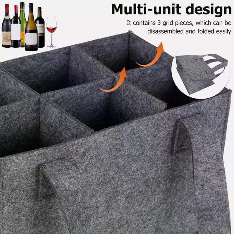 Lightweight Foldable For Travel Wine Bottle Bag With Carry Handle Picnic Tear Resistant Waterproof 6 Compartments BBQ Party