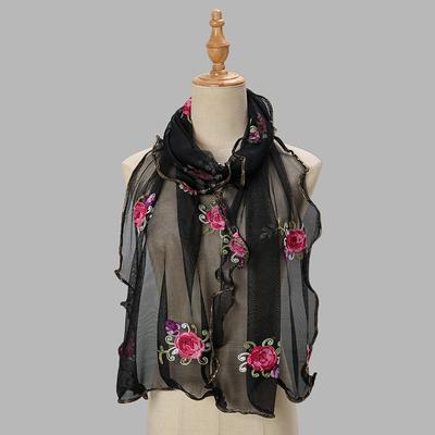 Novo Lenço Bordado Floral Mulheres Hijab Muçulmano Lenço de Cabeça Envoltórios Macios Faixa de Cabeça Xales Protetores Solares de Verão Véus 160*40cm