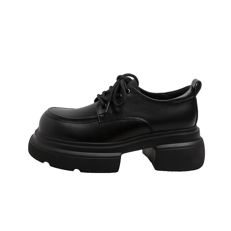 Thick-soled small leather shoes women's genuine leather women's shoes British shoes simple Japanese jk retro polished lace-up single shoes