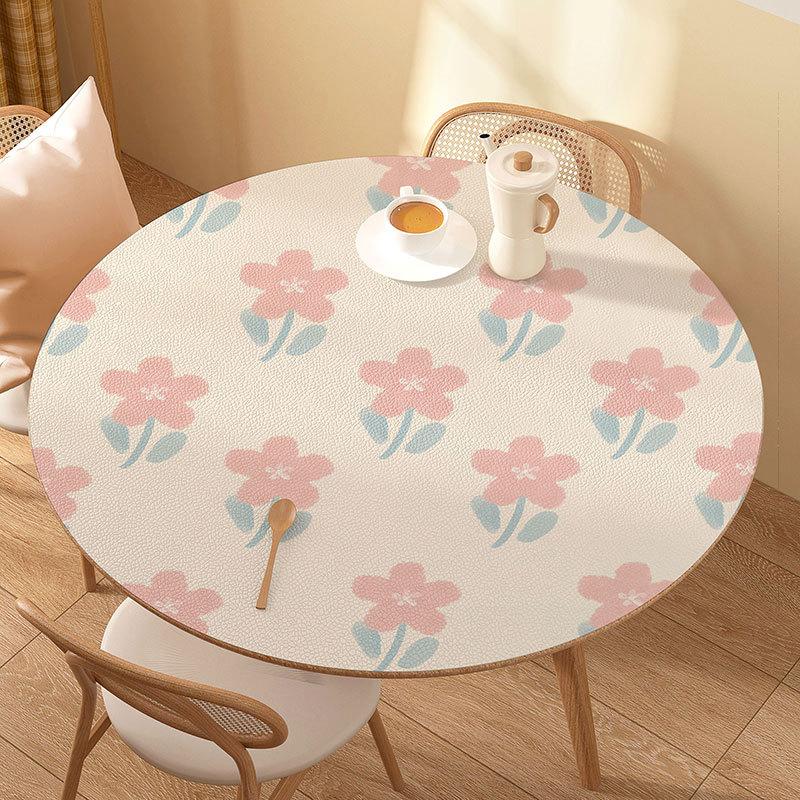 Small Round Coffee Table Tablecloth Waterproof, Oil-Proof, Wash-Free And Anti-Scalding Desktop Leather Dining Table Mat Household Large Round