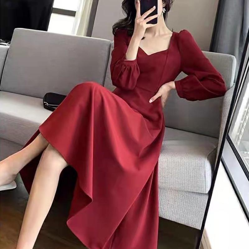 Vintage Black Dress Women Retro Elegant Wrap Midi Dresses Korean Harajuku Long Sleeve Solid Clothes Spring Fashion