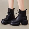 Popular retro platform single boots women's 2025 autumn and winter new short women's boots British Martin boots thick heel women's boots