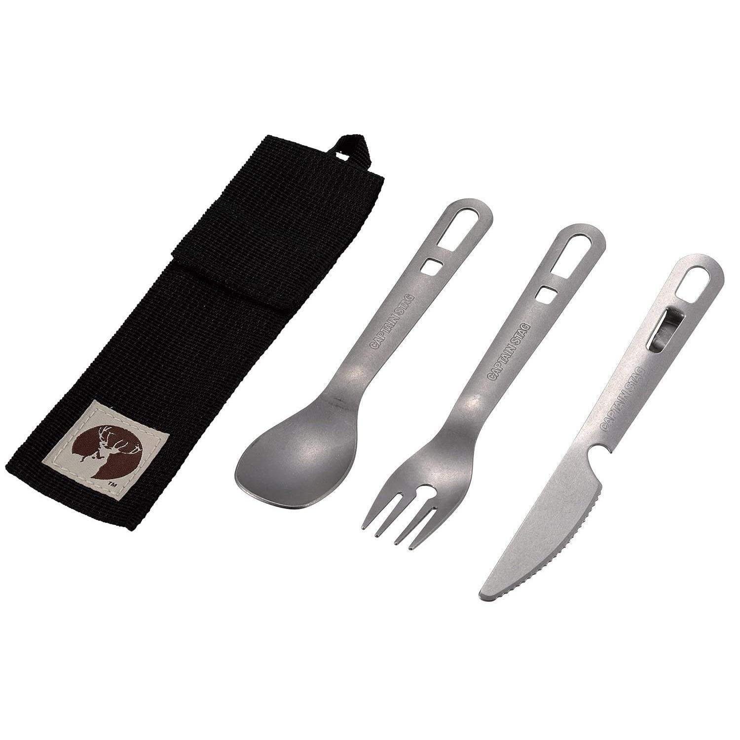 

Captain Stag Knife Fork Spoon Cutlery Set 3-Piece Case Stainless Steel Made Japan Tsubame Sanjo Product Code UH-3037