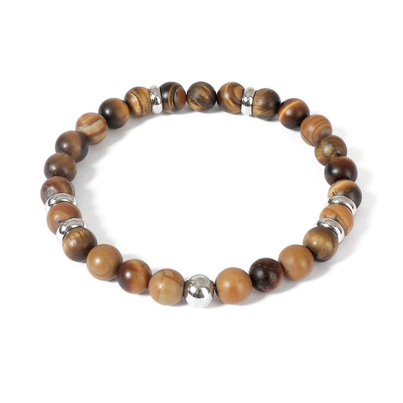 High-End Men's Tiger's Eye Stone Beaded Bracelet - European and American Fashion