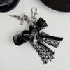 New Gothic Lace Bow Black Heart Cross Keychain New Exquisite Sweet Ballet Ribbon Keychain Hand-held Charter Key Accessories Gift