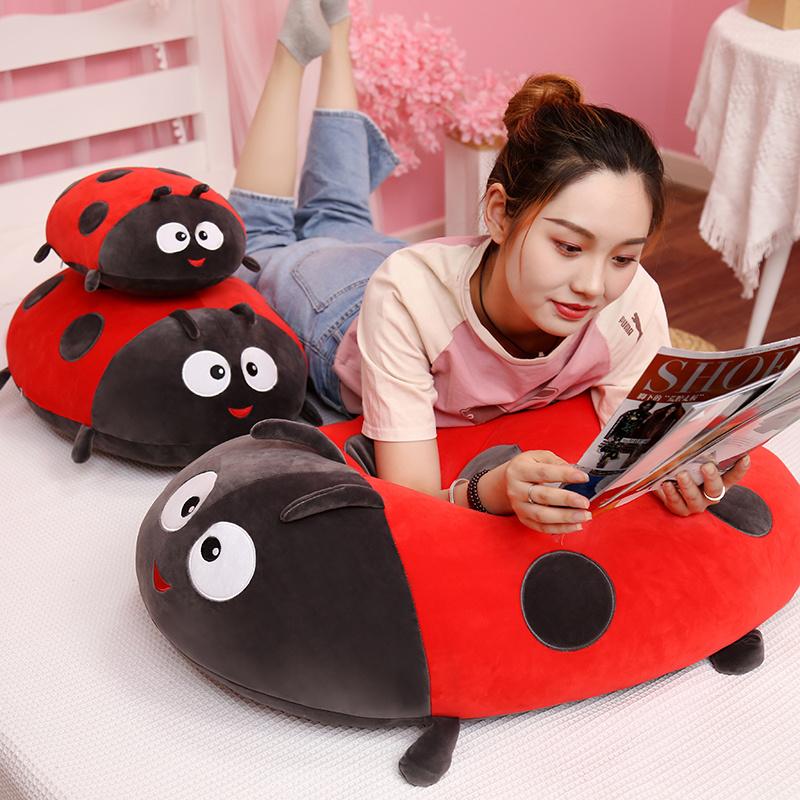 Kawaii Insect Plush Toy Soft Red Ladybug Bee Stuffed Doll Huggable Pillow Room Decor Back Cushion Cute Children Birthday Gifts