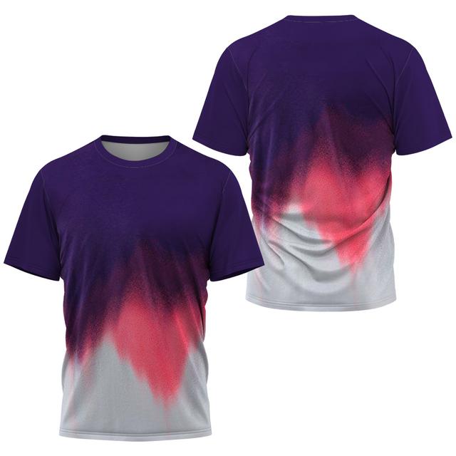 Fashion 3D Gradient Print T Shirt For Men Outdoor Tennis Tracksuits Summer Quick Dry Sports Short Sleeve Casual O-neck Loose Top