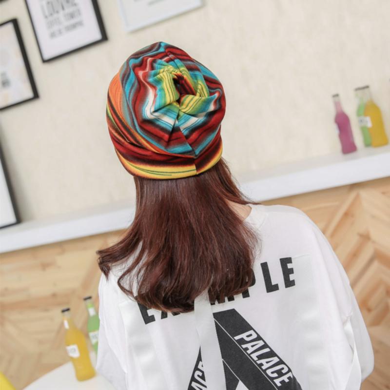Autumn and Winter Korean Style Striped Twist Hat Fashionable Ear Protection Knitted Cap Postpartum Head-proof Wind Scarf
